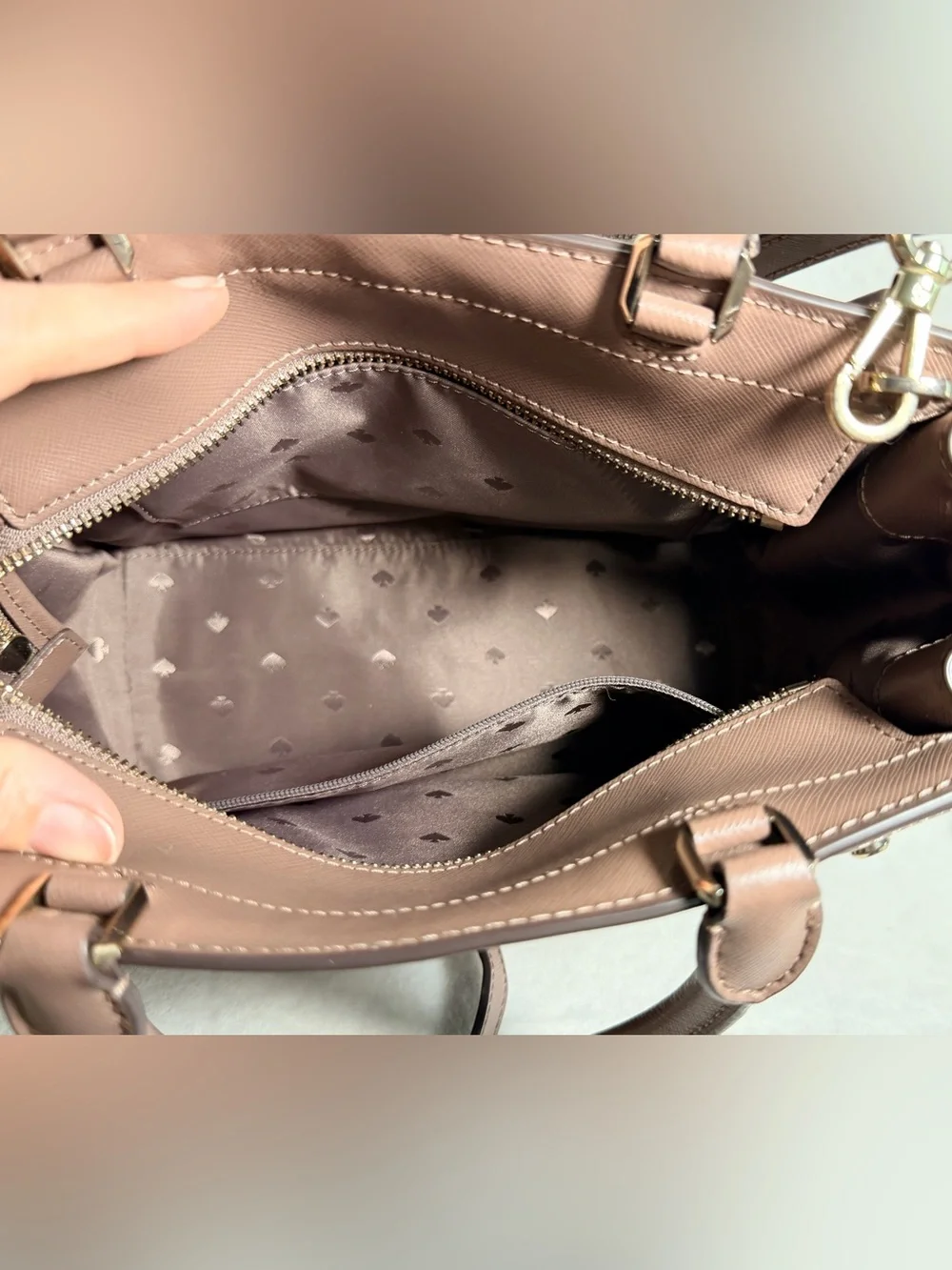 Kate Spade Staci Medium Satchel & Wallet Set Mauve Beige Saffiano